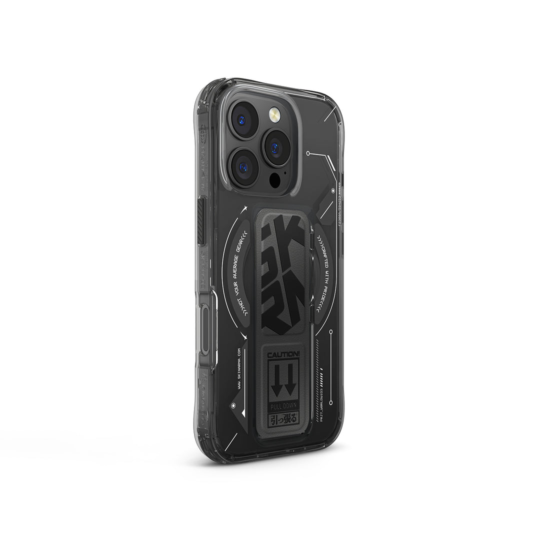 SkinArma Helio Clear Case MagSafe With GripStand For iPhone 15 Pro | Black SkinArma Helio Clear Case MagSafe With GripStand For iPhone 15 Pro | Black